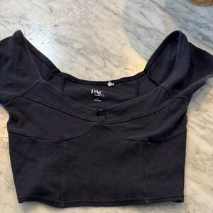 Pacsun Black ribbed Crop Top with bow